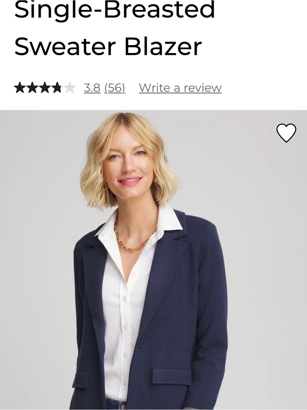 Chico's Navy Single-Breasted Blazer